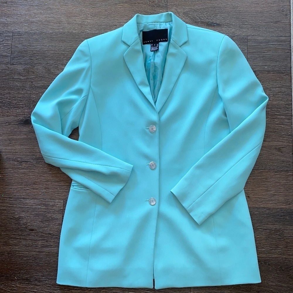 Yansi fugel size 4 vibrant jacket blazer teal  blue vintage